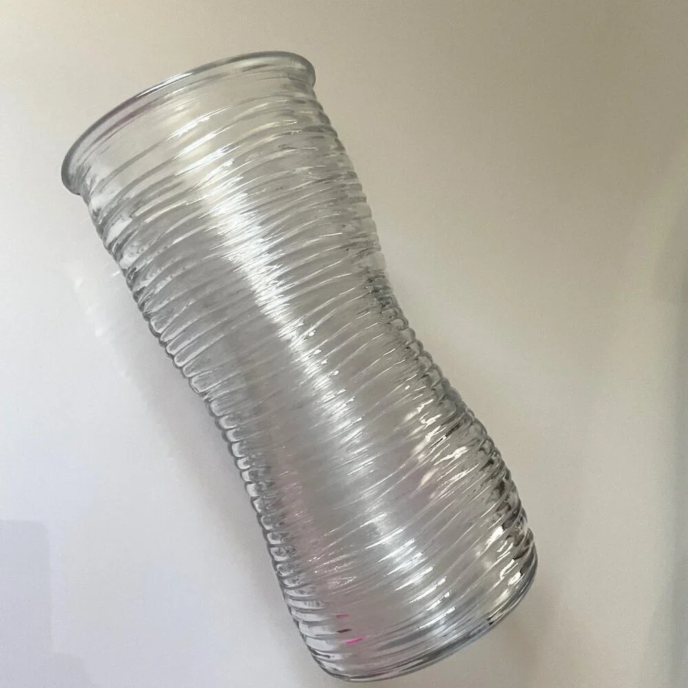 GLASS CONCAVED WAVY RIBBED VASE DIY